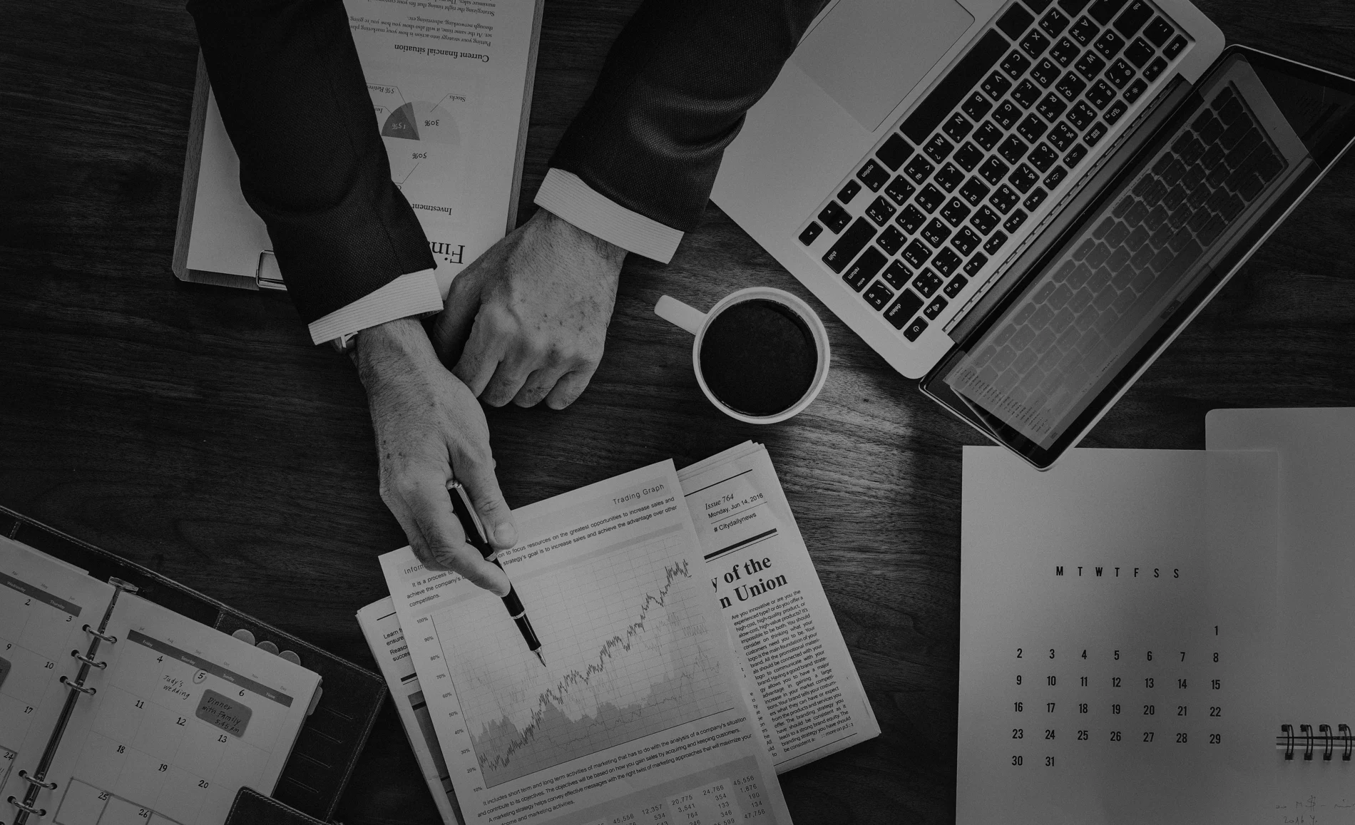 Business professional analyzing financial charts and data related to South Florida business bankruptcies in 2025